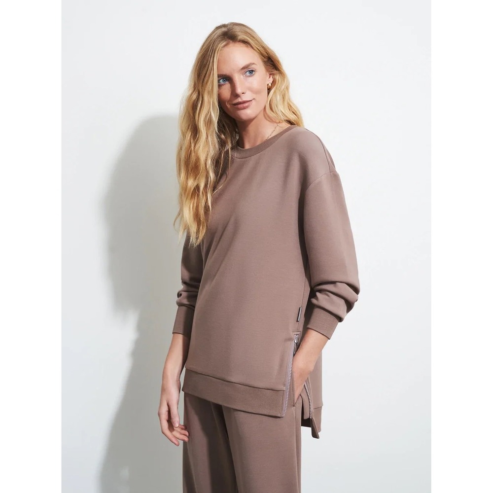 Varley Charter Sweat 2.0 DoubleSoft Mauve Woodrose Side Zip Sweatshirt Medium